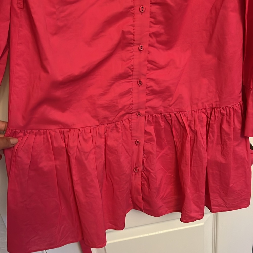 Walter Baker Hot Pink Button-Front Belted Shirt Dress - Picture 10 of 11